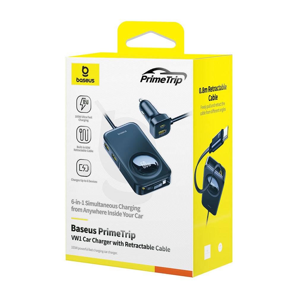 Bilader Baseus PrimeTrip VW1, 105W, 3A, 3 x USB-A - 2 x USB-C, Svart C00069000121-00