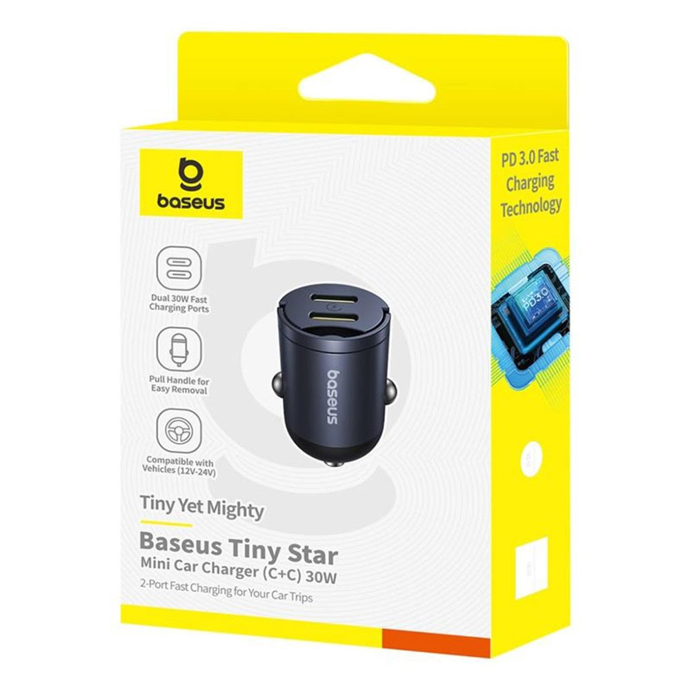 Bilader Baseus Tiny Star, 30W, 3A, 2 x USB-C, Svart C00035001121-03
