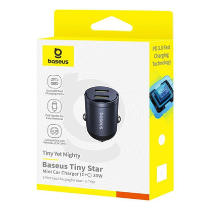 Bilader Baseus Tiny Star, 30W, 3A, 2 x USB-C, Svart C00035001121-03