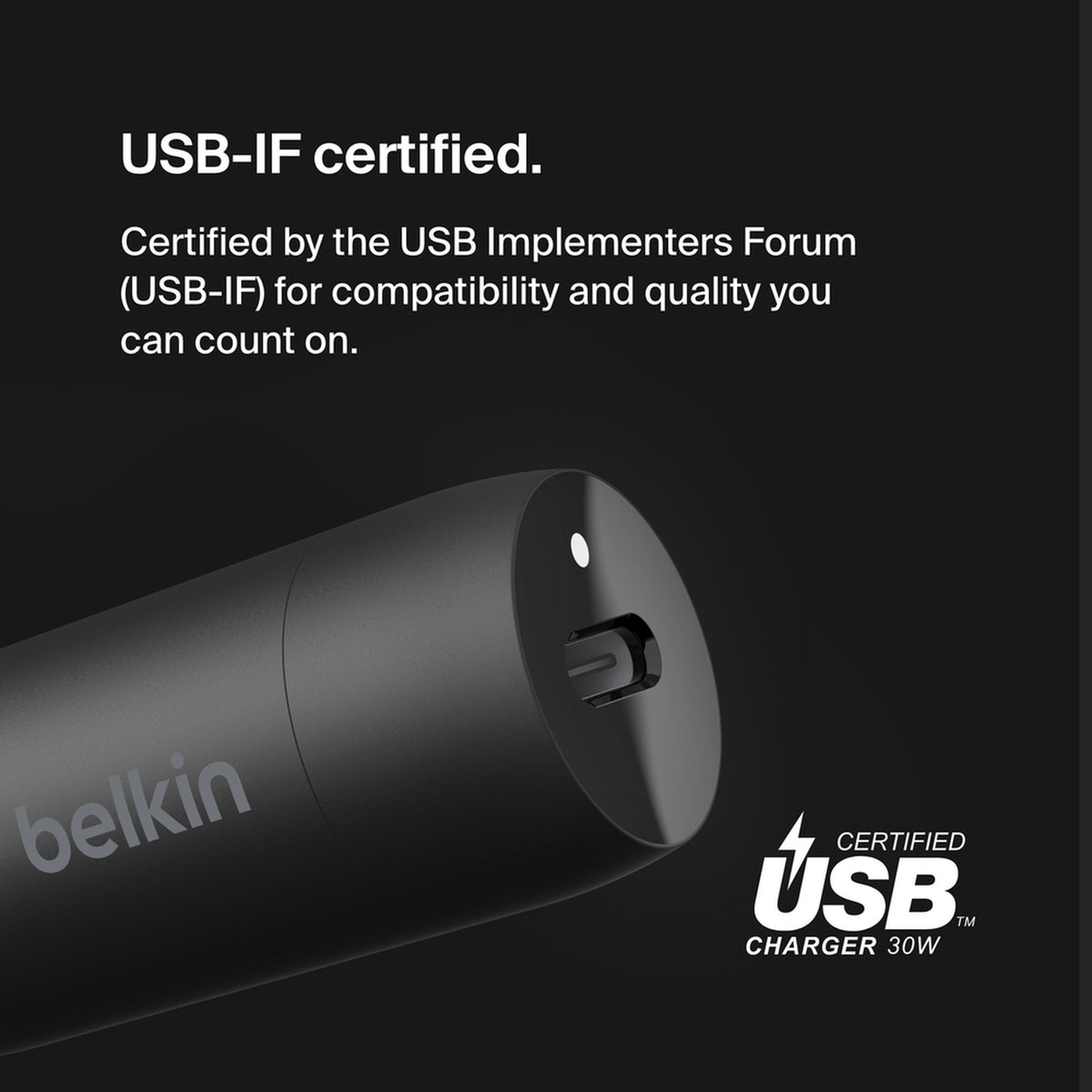 Belkin BoostCharge billader, 30W, 3A, 1 x USB-C, svart CCA004btBK
