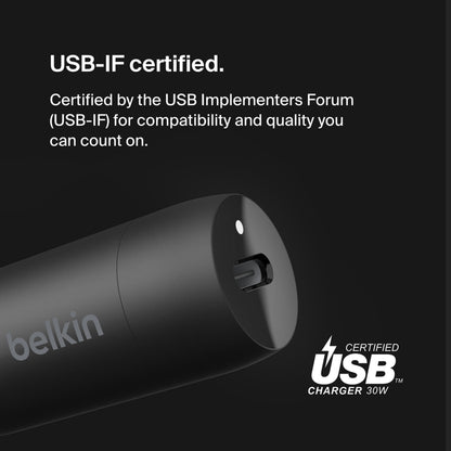 Belkin BoostCharge billader, 30W, 3A, 1 x USB-C, svart CCA004btBK