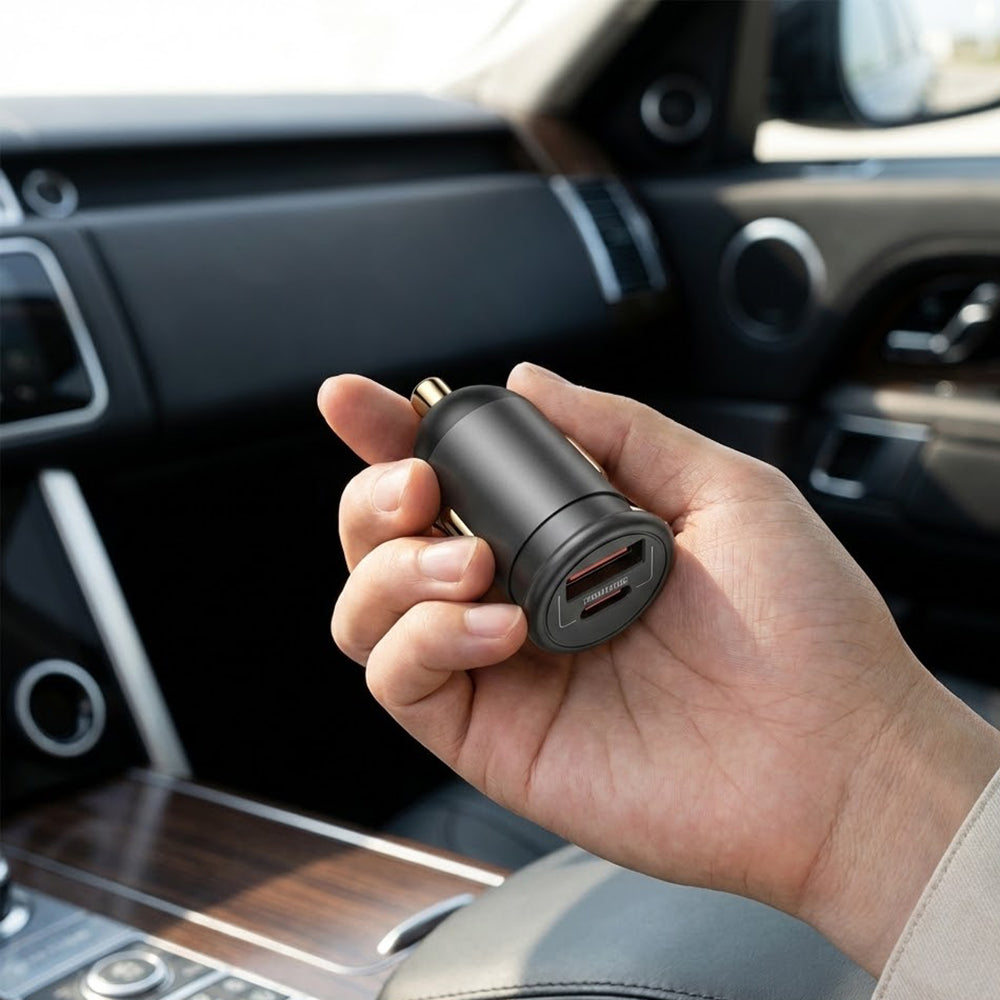 Blueo billader, 35W, 3A, 1 x USB-A - 1 x USB-C, Grå