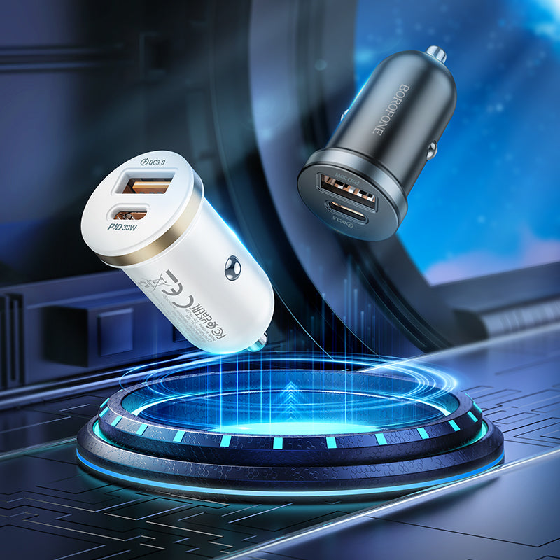 Billadere Borofone BZ22 Scenery, 30W, 3A, 1 x USB-A - 1 x USB-C, svart 
