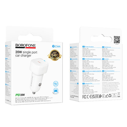 Bilader Borofone BZ34A Cloud, 20W, 3A, 1 x USB-C, Hvit