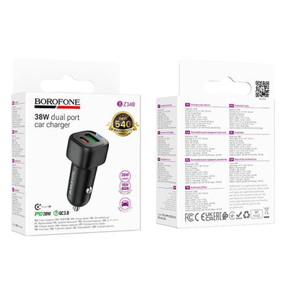 Bilader Borofone BZ34B Cloud, 38W, 3A, 1 x USB-A - 1 x USB-C, Svart