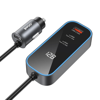 Bilader BWOO CC107 Display, 120W, 3A, 2 x USB-A - 2 x USB-C, Svart