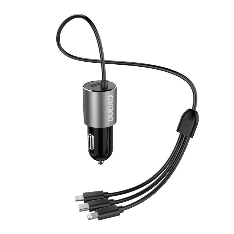 Billader med Lightning / microUSB / USB-C-kabel Dudao R5ProN, 17W, 3,4A, 1 x USB-A, svart