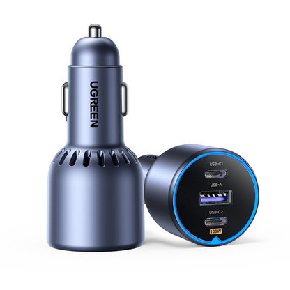 Bilader med USB-C-kabel UGREEN EC705, 130W, 5A, 1 x USB-A - 2 x USB-C, Grå