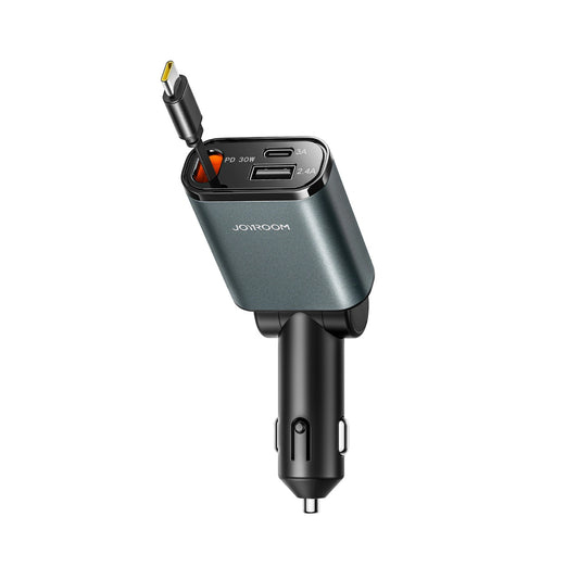 Bilader med USB-C-kabel Joyroom JR-CCL07, 30W, 3A, 1 x USB-A - 1 x USB-C, Grå