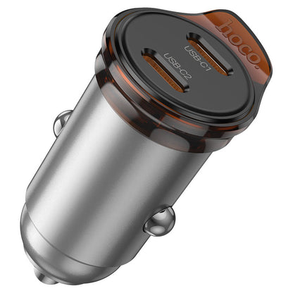 Bilader med Lightning-kabel HOCO NZ16B, 45W, 3A, 2 x USB-C, Grå