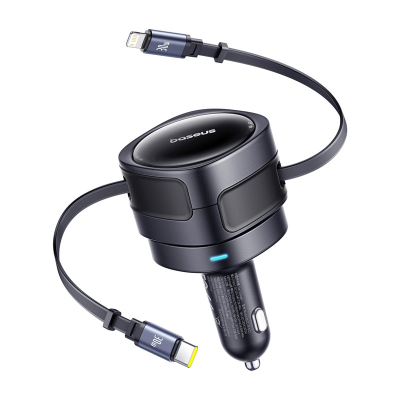 Bilader med USB-C / Lightning-kabel Baseus Enjoyment Max, 60W, 3A, Svart C00035507121-00