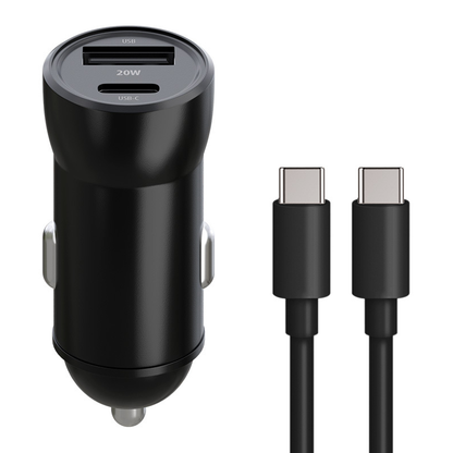 Bilader med USB-C-kabel MaXlife MXCC-04, 20W, 3A, 1 x USB-A - 1 x USB-C, Svart