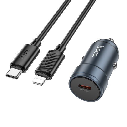 Bilader med Lightning-kabel HOCO Z57, 30W, 3A, 1 x USB-C, Grå