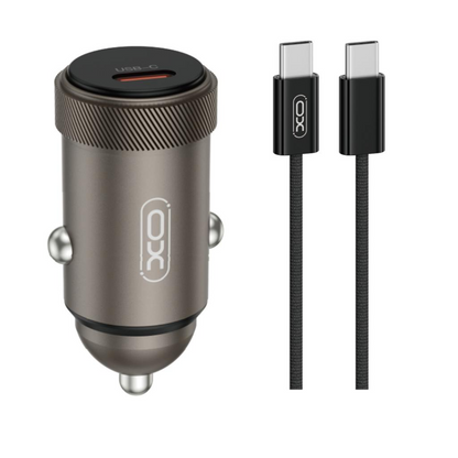 Bilader med USB-C-kabel XO Design CC70, 30W, 3A, 1 x USB-C, Svart