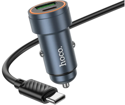 Bilader med USB-C-kabel HOCO Z57A, 30W, 3A, 1 x USB-A - 1 x USB-C, Grå