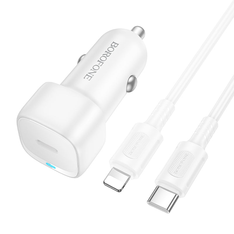 Bilader med Lightning-kabel Borofone BZ34B Cloud, 20W, 3A, 1 x USB-A - 1 x USB-C, Hvit