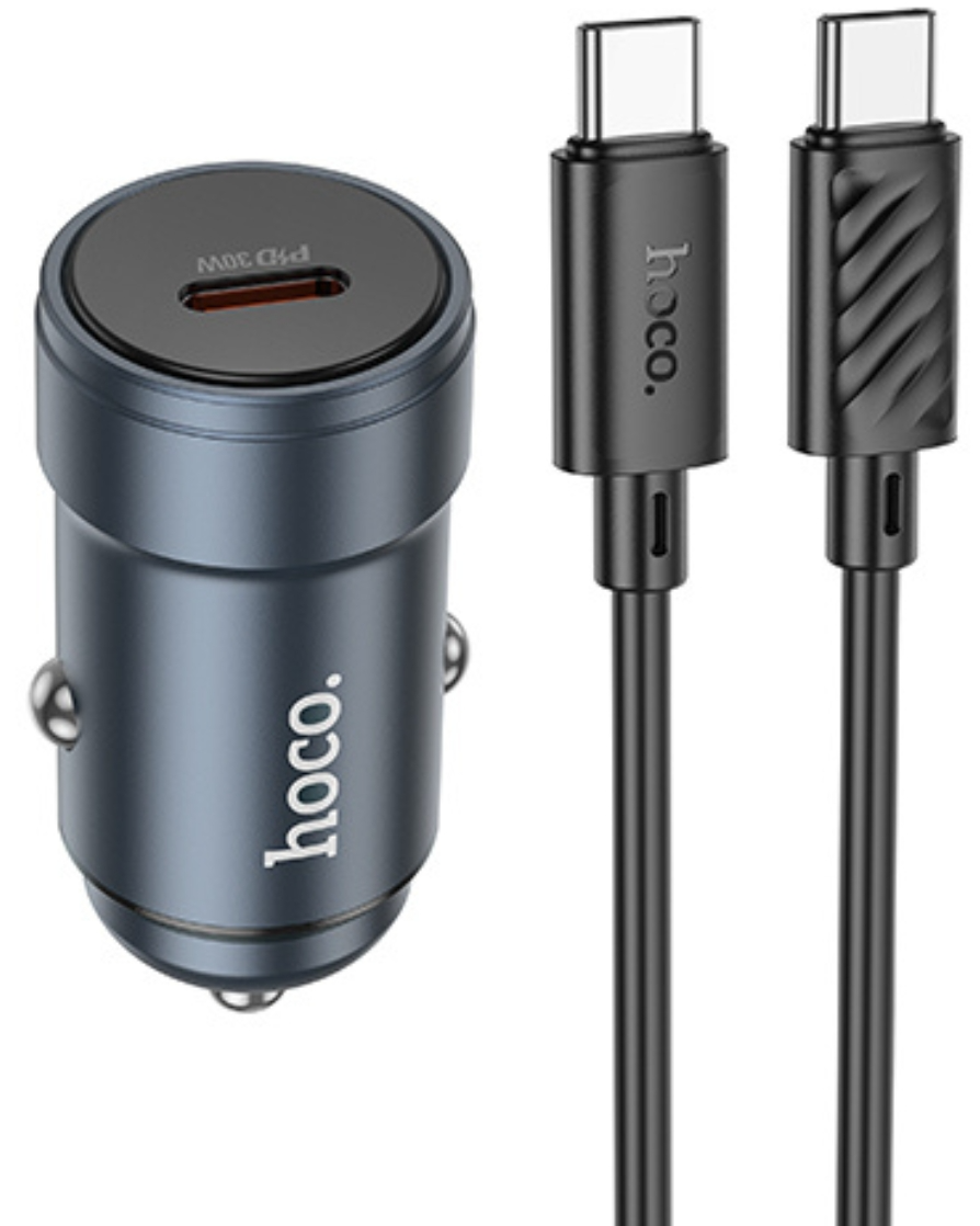 Billader med USB-C-kabel HOCO Z57, 30W, 3A, 1 x USB-C, Grå
