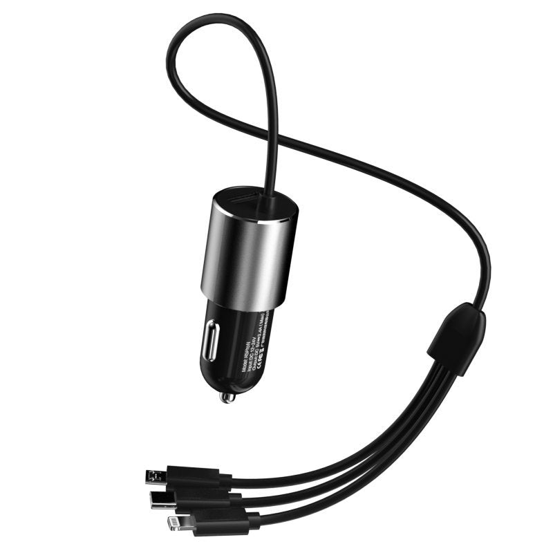 Billader med Lightning / microUSB / USB-C-kabel Dudao R5ProN, 17W, 3,4A, 1 x USB-A, svart