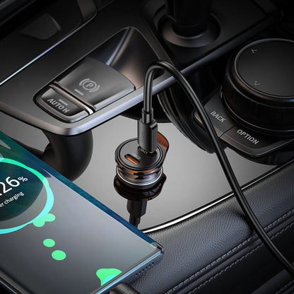 Bilader med Lightning-kabel HOCO NZ16B, 45W, 3A, 2 x USB-C, Grå