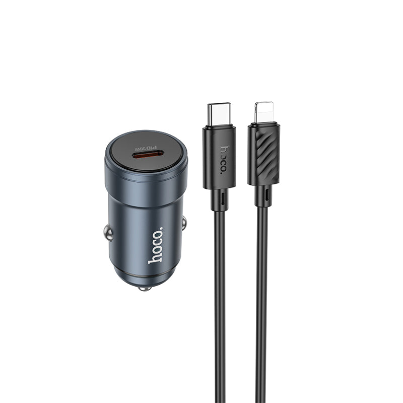 Bilader med Lightning-kabel HOCO Z57, 30W, 3A, 1 x USB-C, Grå