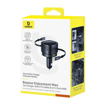 Baseus Enjoyment Max billader med USB-C-kabel, 90 W, 1 x USB-A – 1 x USB-C, svart C00035507121-03