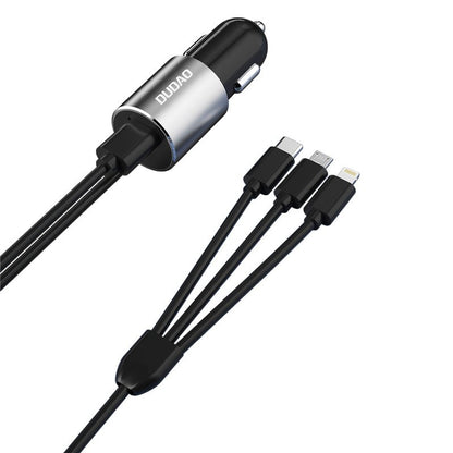 Billader med Lightning / microUSB / USB-C-kabel Dudao R5ProN, 17W, 3,4A, 1 x USB-A, svart