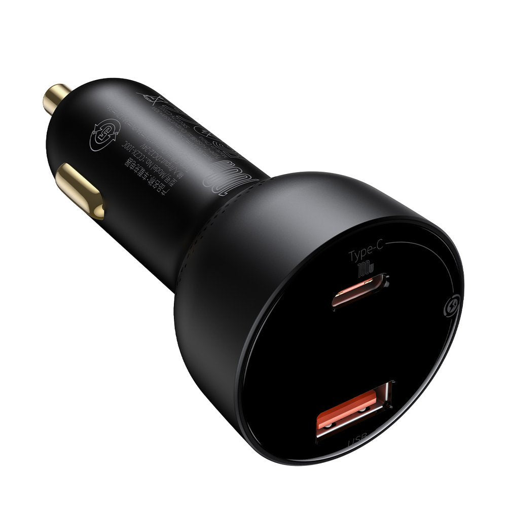 Bilader med USB-C-kabel Baseus Superme, 100W, 5A, 1 x USB-A - 1 x USB-C, Svart TZCCZX-01
