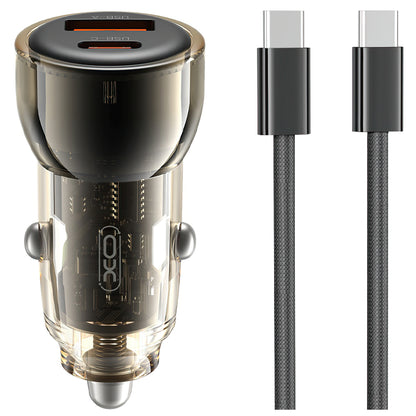 Bilader med USB-C-kabel XO Design CC60, 60W, 3A, 1 x USB-A - 1 x USB-C, Svart