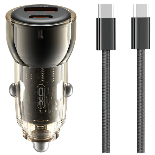 Bilader med USB-C-kabel XO Design CC60, 60W, 3A, 1 x USB-A - 1 x USB-C, Svart