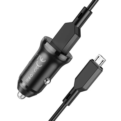 Bilader med microUSB-kabel Borofone BZ18, 18W, 3A, 1 x USB-A, Svart