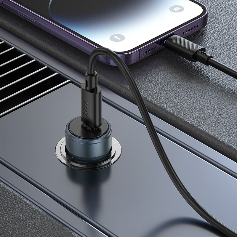 Bilader med Lightning-kabel HOCO Z57, 30W, 3A, 1 x USB-C, Grå