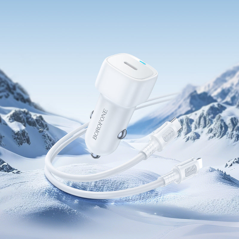Bilader med Lightning-kabel Borofone BZ34B Cloud, 20W, 3A, 1 x USB-A - 1 x USB-C, Hvit