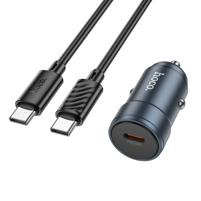 Billader med USB-C-kabel HOCO Z57, 30W, 3A, 1 x USB-C, Grå