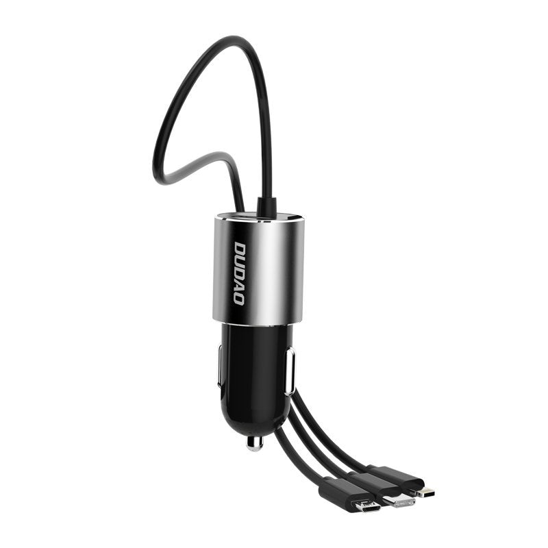 Billader med Lightning / microUSB / USB-C-kabel Dudao R5ProN, 17W, 3,4A, 1 x USB-A, svart
