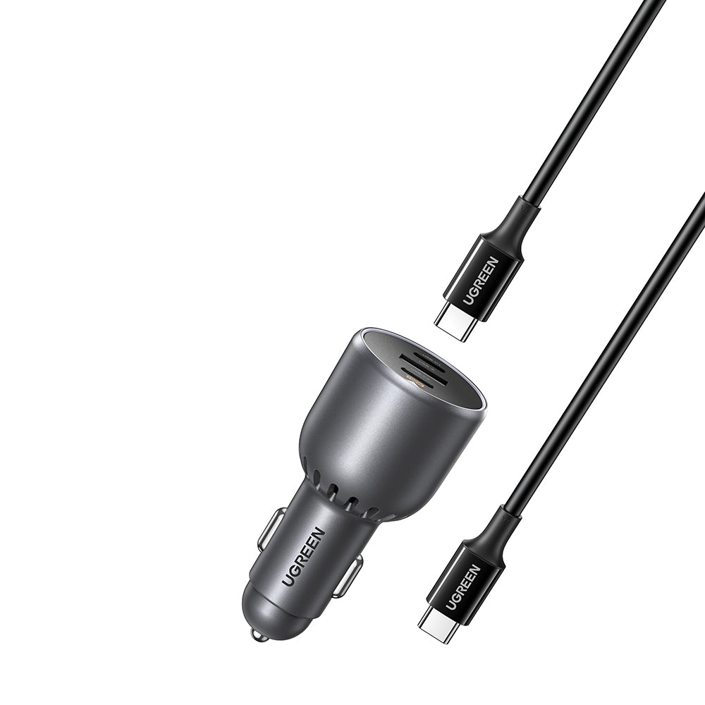 Bilader med USB-C-kabel UGREEN EC705, 130W, 5A, 1 x USB-A - 2 x USB-C, Grå