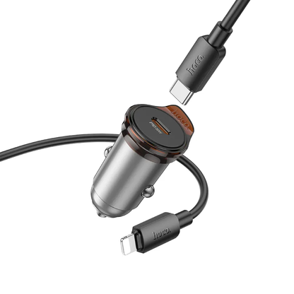 Bilader med Lightning-kabel HOCO NZ16, 30W, 3A, 1 x USB-C, Grå