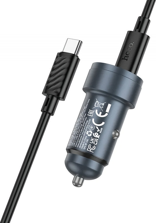 Bilader med USB-C-kabel HOCO Z57A, 30W, 3A, 1 x USB-A - 1 x USB-C, Grå