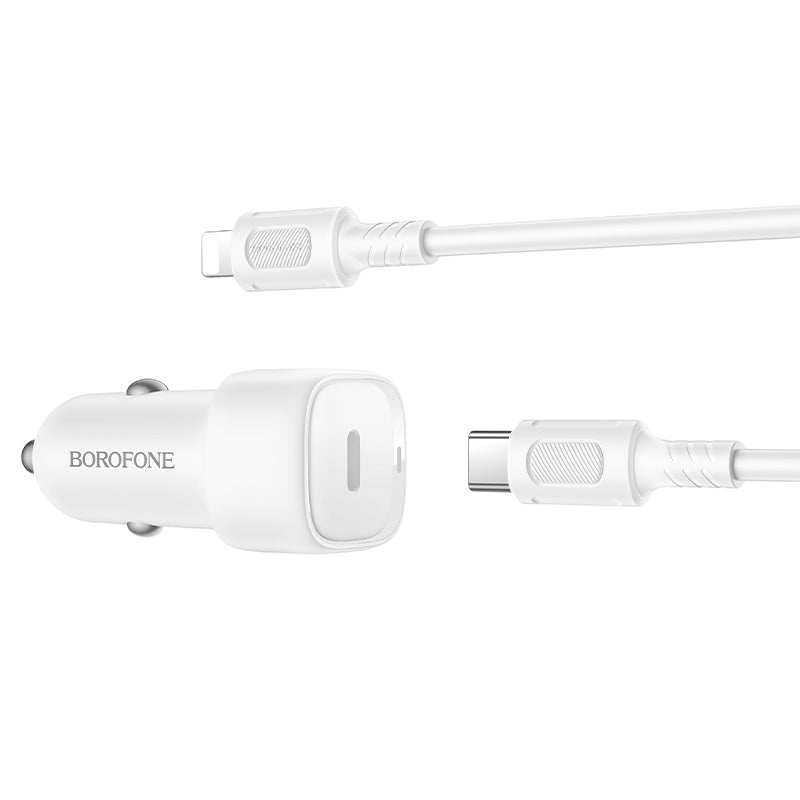 Bilader med Lightning-kabel Borofone BZ34B Cloud, 20W, 3A, 1 x USB-A - 1 x USB-C, Hvit