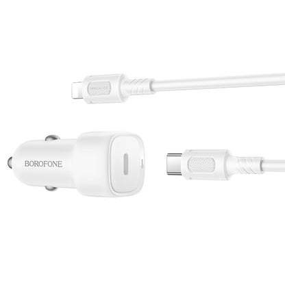Bilader med Lightning-kabel Borofone BZ34B Cloud, 20W, 3A, 1 x USB-A - 1 x USB-C, Hvit