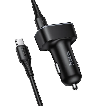 Bilader med USB-C-kabel HOCO Z63B Display, 48W, 3A, 1 x USB-A - 1 x USB-C, Svart