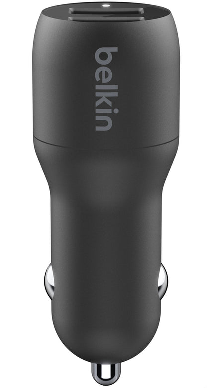 Biloplader med Lightning-kabel Belkin BoostCharge Dual, 24W, 2.4A, 2 x USB-A, svart CCD001bt1MBK