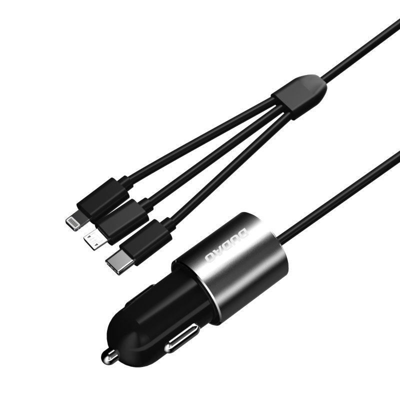 Billader med Lightning / microUSB / USB-C-kabel Dudao R5ProN, 17W, 3,4A, 1 x USB-A, svart