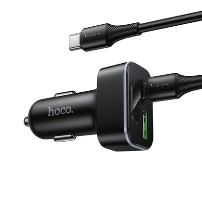 Bilader med USB-C-kabel HOCO Z63B Display, 48W, 3A, 1 x USB-A - 1 x USB-C, Svart