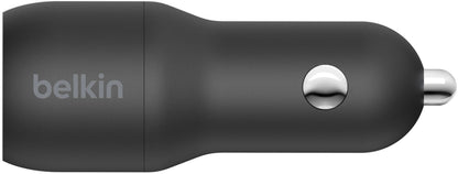 Biloplader med Lightning-kabel Belkin BoostCharge Dual, 24W, 2.4A, 2 x USB-A, svart CCD001bt1MBK