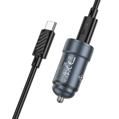 Billader med USB-C-kabel HOCO Z57, 30W, 3A, 1 x USB-C, Grå