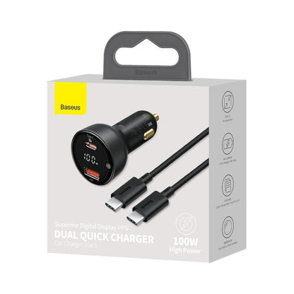 Bilader med USB-C-kabel Baseus Superme, 100W, 5A, 1 x USB-A - 1 x USB-C, Svart TZCCZX-01