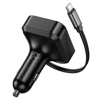 Bilader med USB-C-kabel HOCO NZ18, 65W, 3A, 1 x USB-A - 1 x USB-C, Svart
