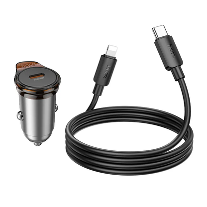 Bilader med Lightning-kabel HOCO NZ16, 30W, 3A, 1 x USB-C, Grå