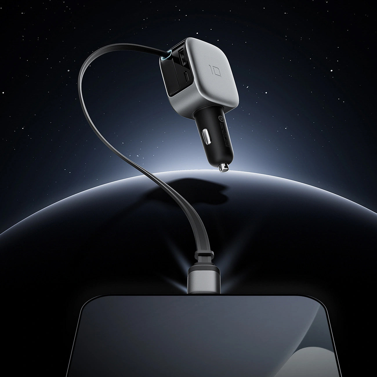 Billader med USB-C-kabel Cuktech CC903P Display, 100W, 5A, 1 x USB-A - 1 x USB-C, Grå