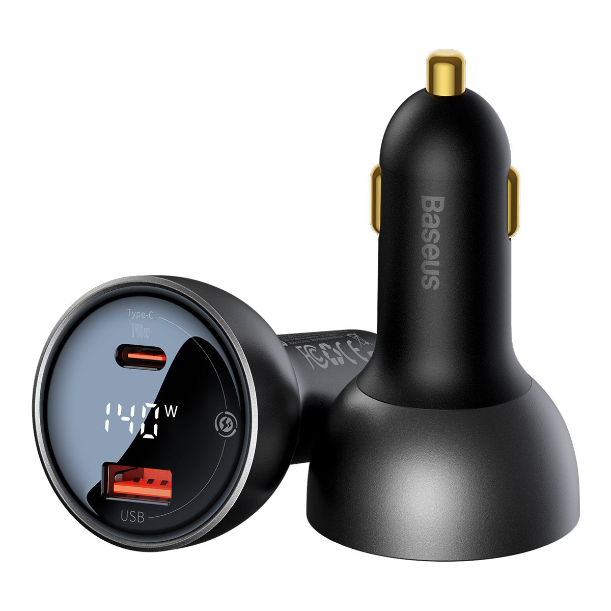 Bilader med USB-C-kabel fra Baseus, 140W, 5A, 1 x USB-A - 1 x USB-C, Svart CGZX070001
